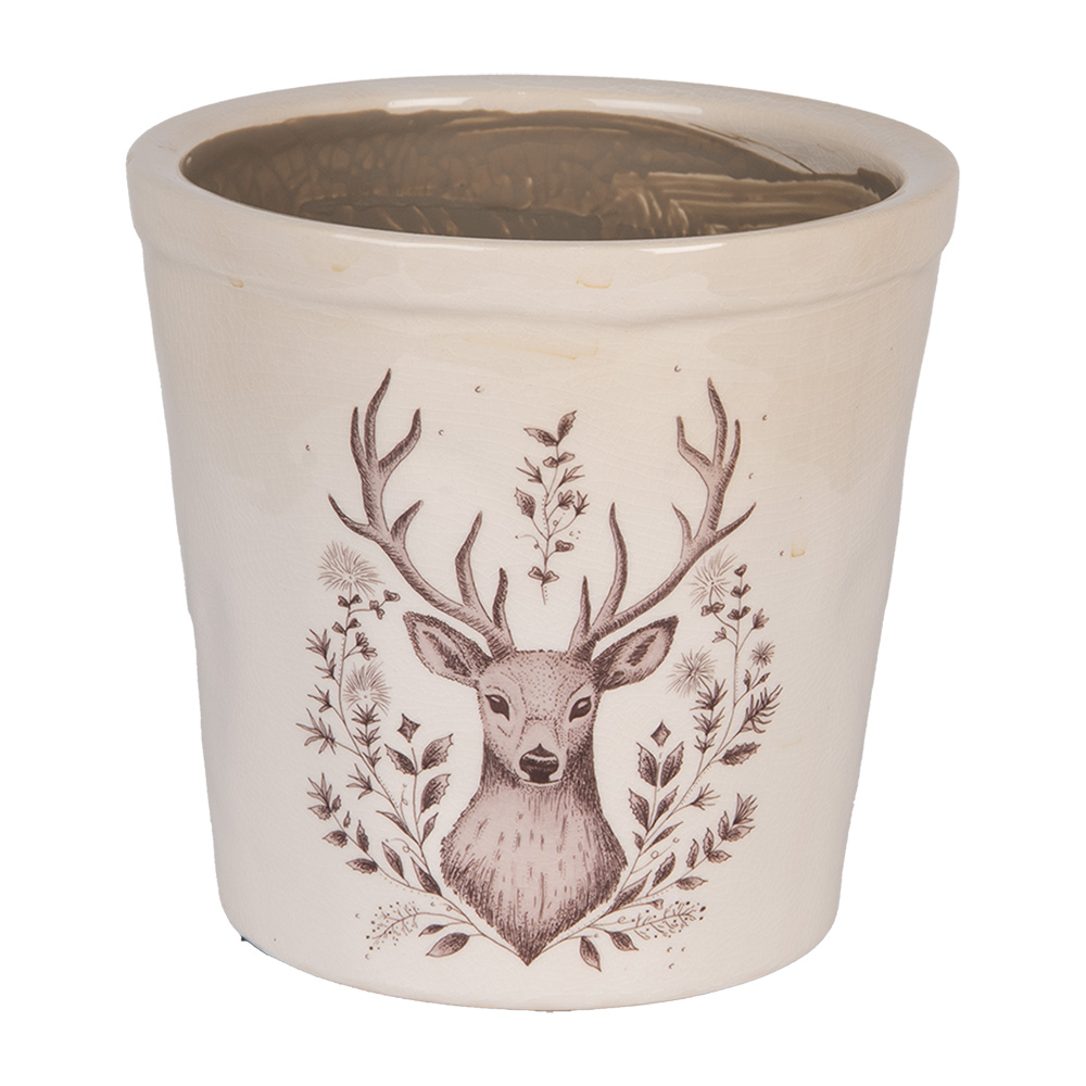 Clayre & Eef | Bloempot Binnen Beige Bruin ø 17x16 cm | 6CEGTW0001L