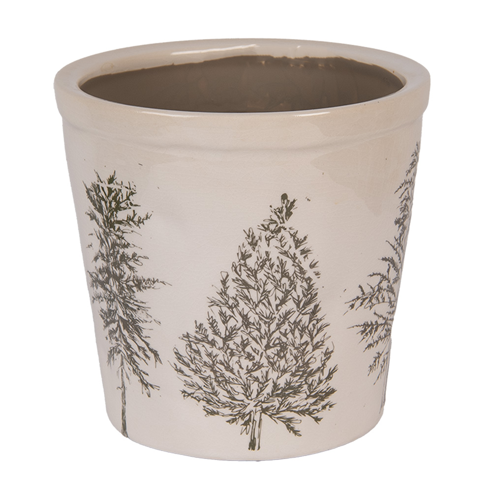 Clayre & Eef | Bloempot Binnen Beige Groen ø 17x16 cm | 6CENPT0001L
