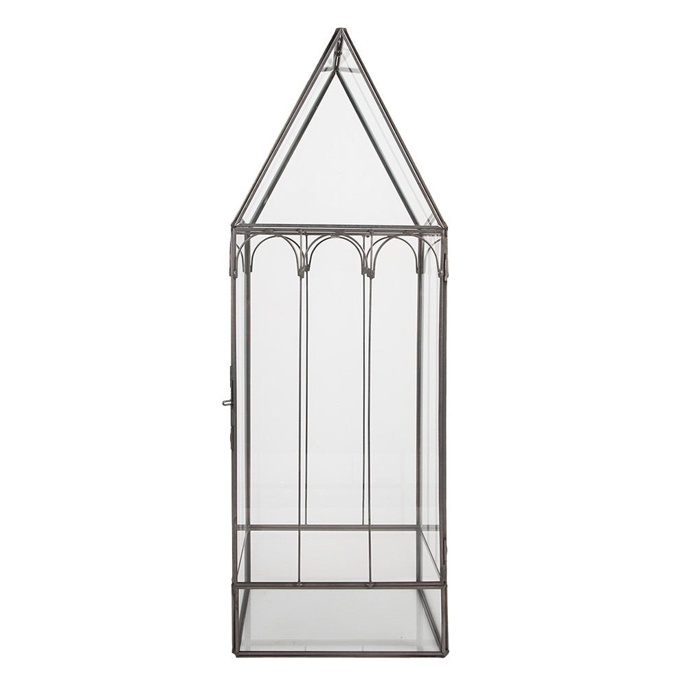 Clayre & Eef | Decoratie Kweekkasje Transparant Zwart 15x15x45 cm | 5GL0021