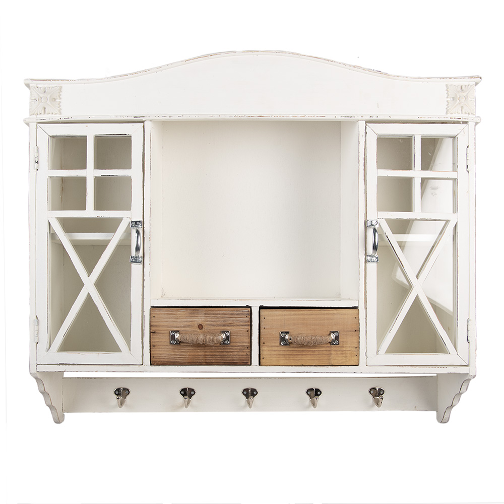Clayre & Eef | Wandkastje Wit Bruin 76x16x65 cm | 5H0743