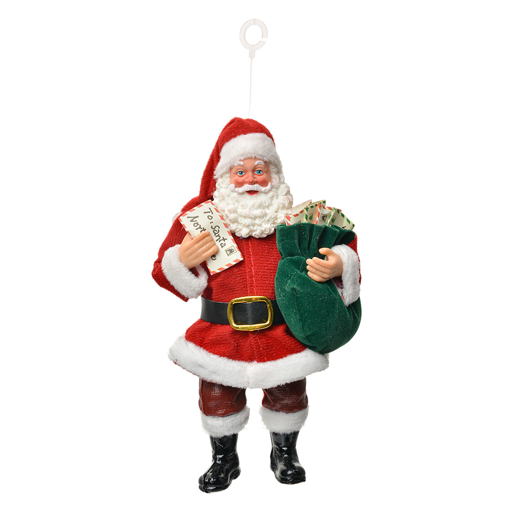 Clayre & Eef | Kerstdecoratie Hanger Kerstman Rood Groen 11x6x17 cm | 66239