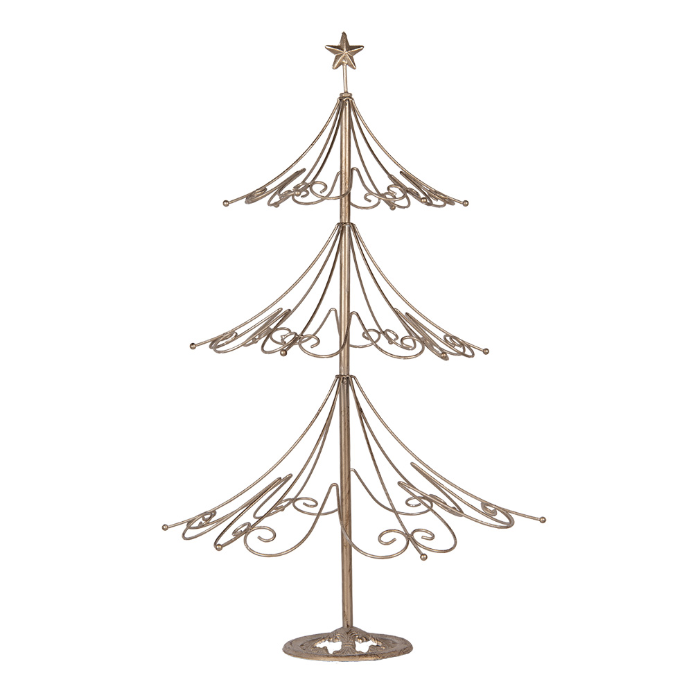 Clayre & Eef | Kerstdecoratie Kerstboom Goudkleurig ø 46x75 cm | 5Y1267