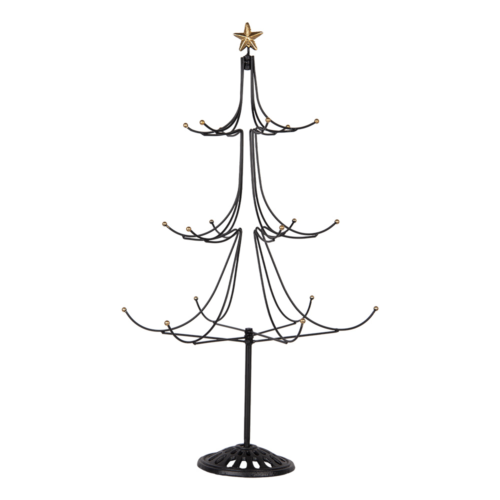 Clayre & Eef | Kerstdecoratie Kerstboom Zwart Goudkleurig ø 41x71 cm | 5Y1268