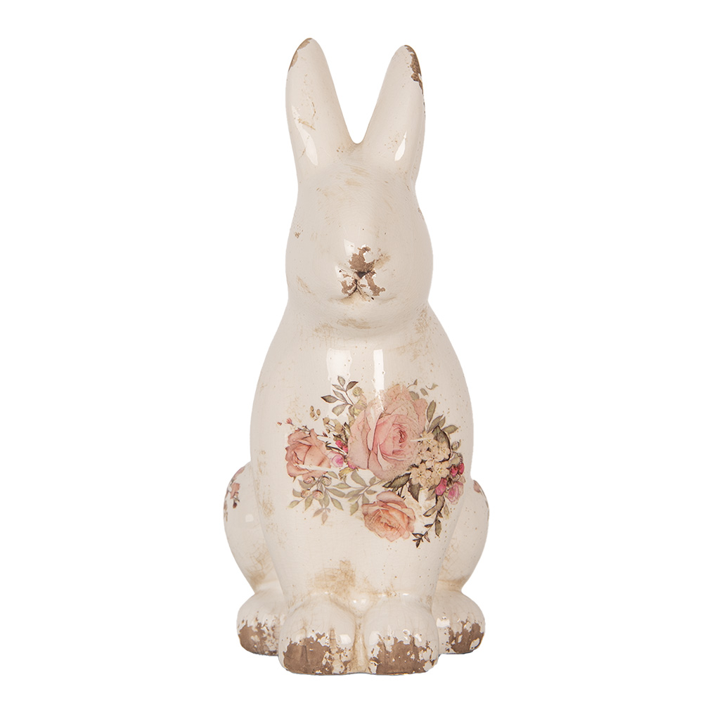 Clayre & Eef | Decoratie Beeld Konijn Beige Roze 13x10x21 cm | 6CE1957M