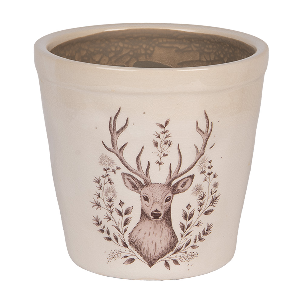 Clayre & Eef | Bloempot Binnen Beige Bruin ø 15x14 cm | 6CEGTW0001M