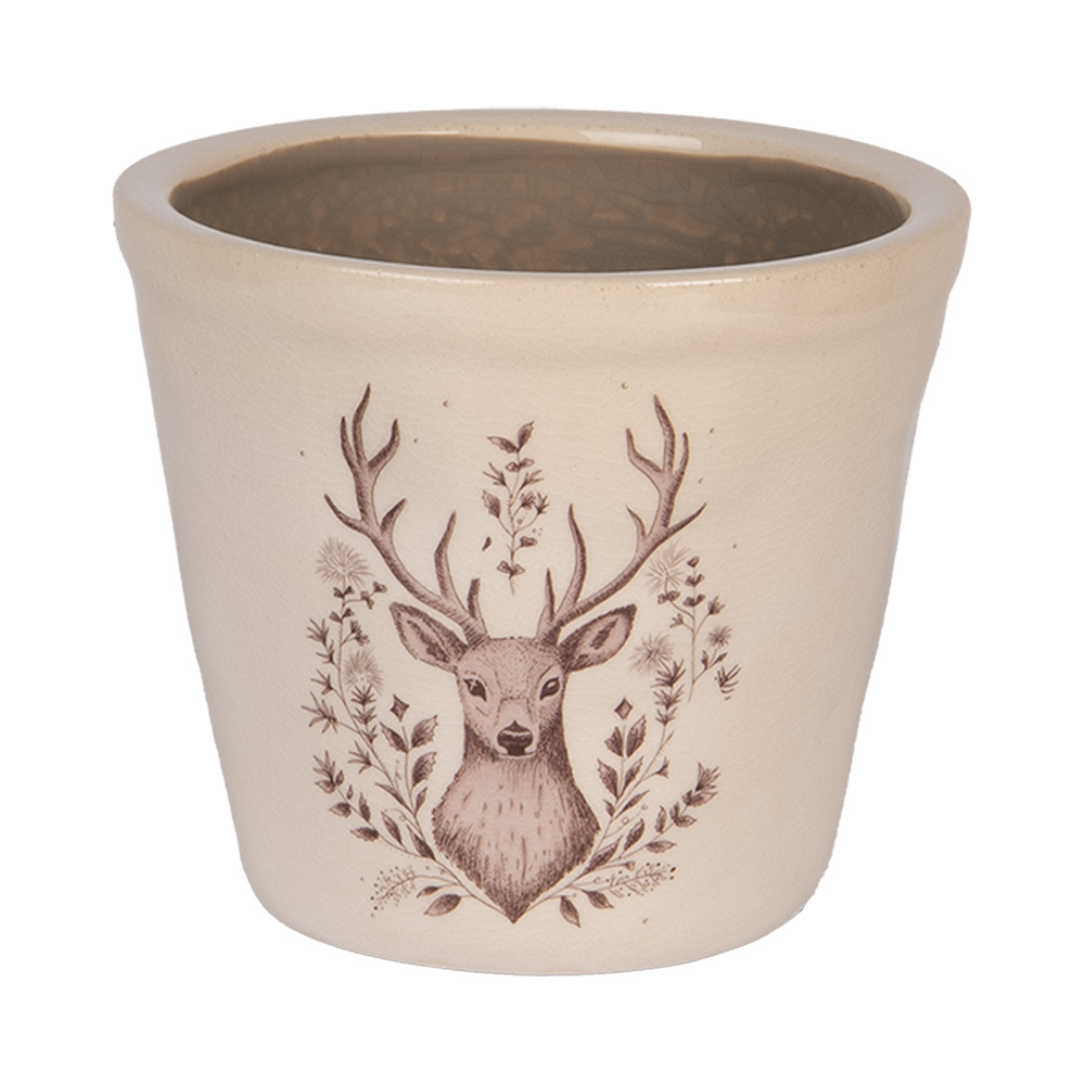 Clayre & Eef | Bloempot Binnen Beige Bruin ø 12x11 cm | 6CEGTW0001S
