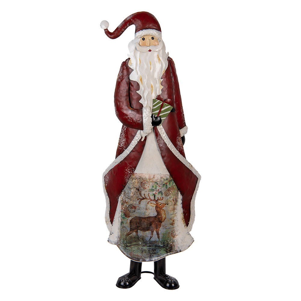 Clayre & Eef | Kerstdecoratie Kerstman Rood Wit 33x16x85 cm | 5Y1317