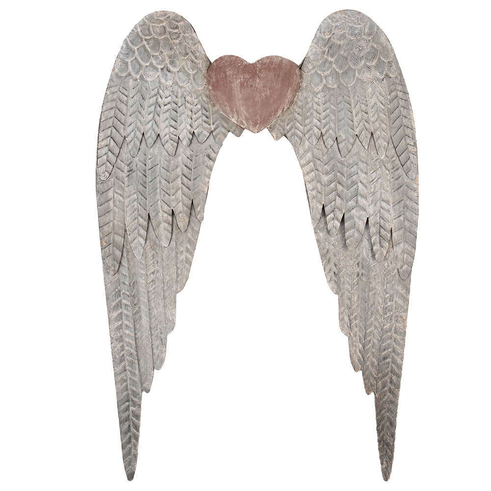Clayre & Eef | Wanddecoratie Vleugels Grijs Bruin 79x6x113 cm | 5Y1333