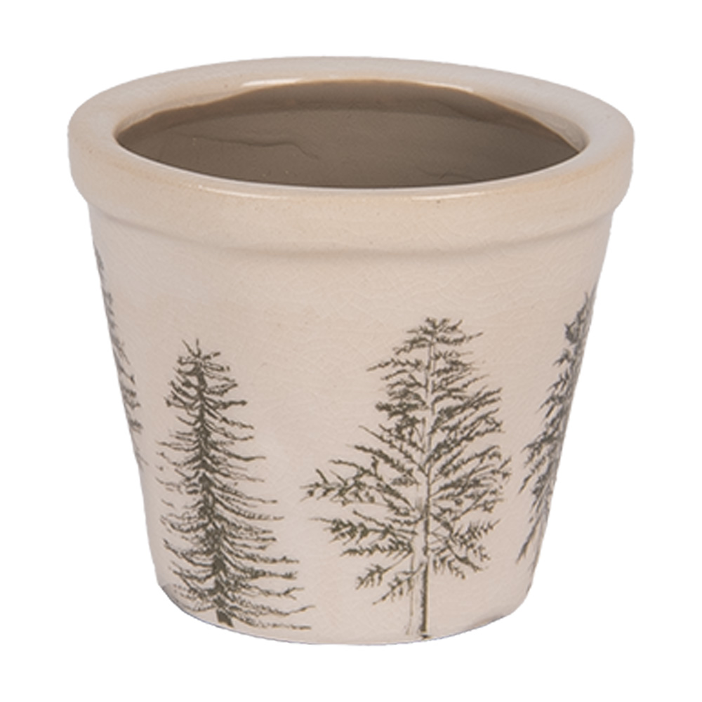 Clayre & Eef | Bloempot Binnen Beige Groen ø 8x7 cm | 6CENPT0001XS