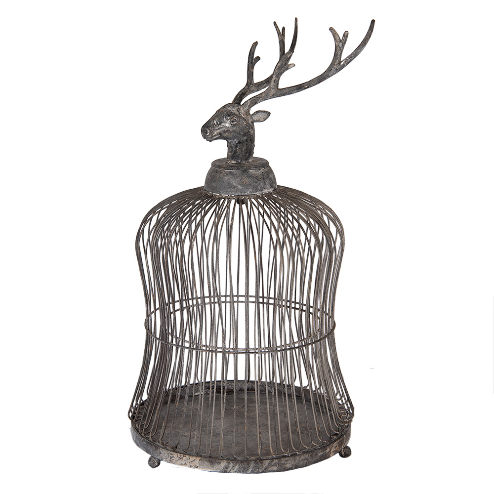 Clayre & Eef | Vogelkooi Decoratie Grijs ø 26x50 cm | 5Y1344