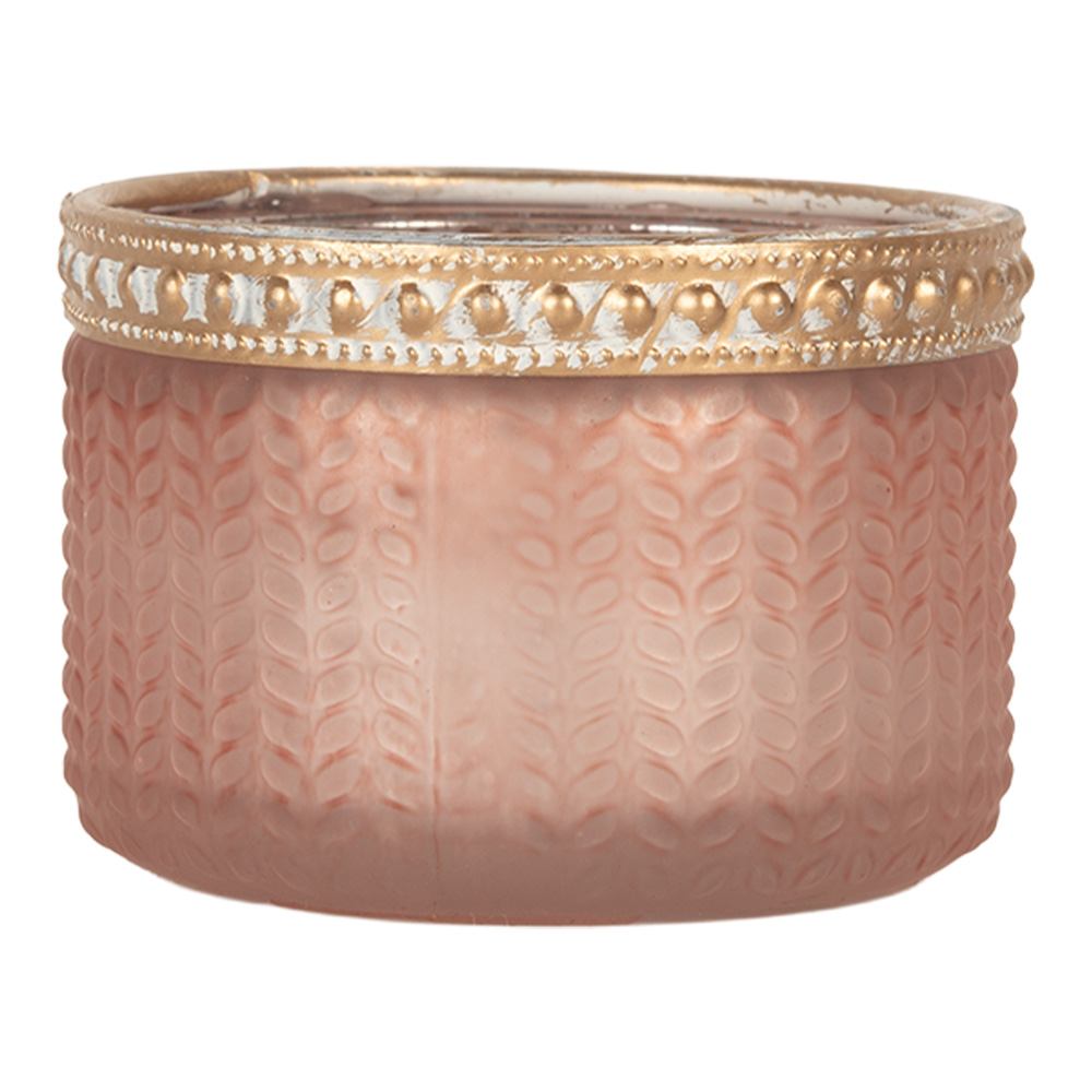 Clayre & Eef | Glazen Theelichthouder Roze ø 7x4 cm | 6GL5214