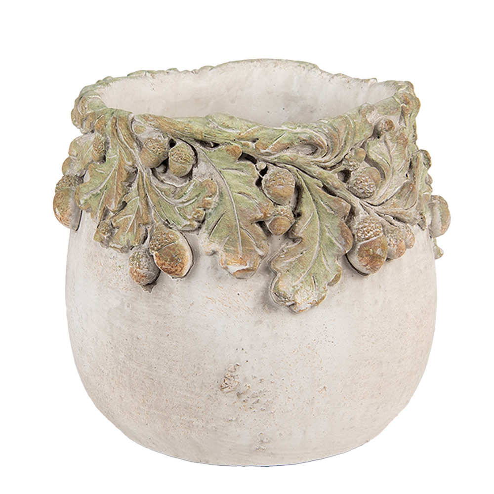 Clayre & Eef | Bloempot Binnen Beige Groen ø 15x13 cm | 6TE0573S