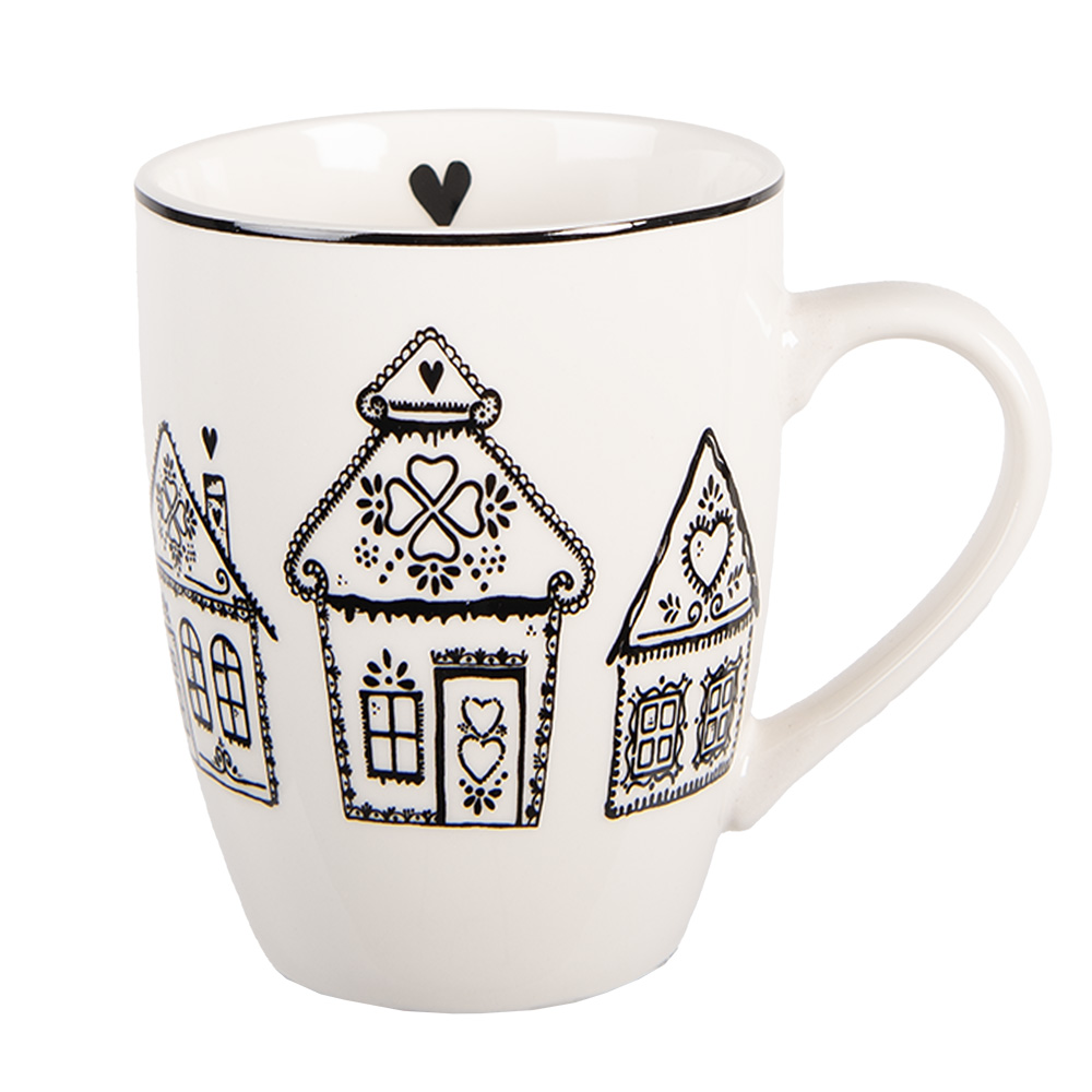 Clayre & Eef | Mok Beige Zwart 12x8x10 cm / 350 ml | GBBMU