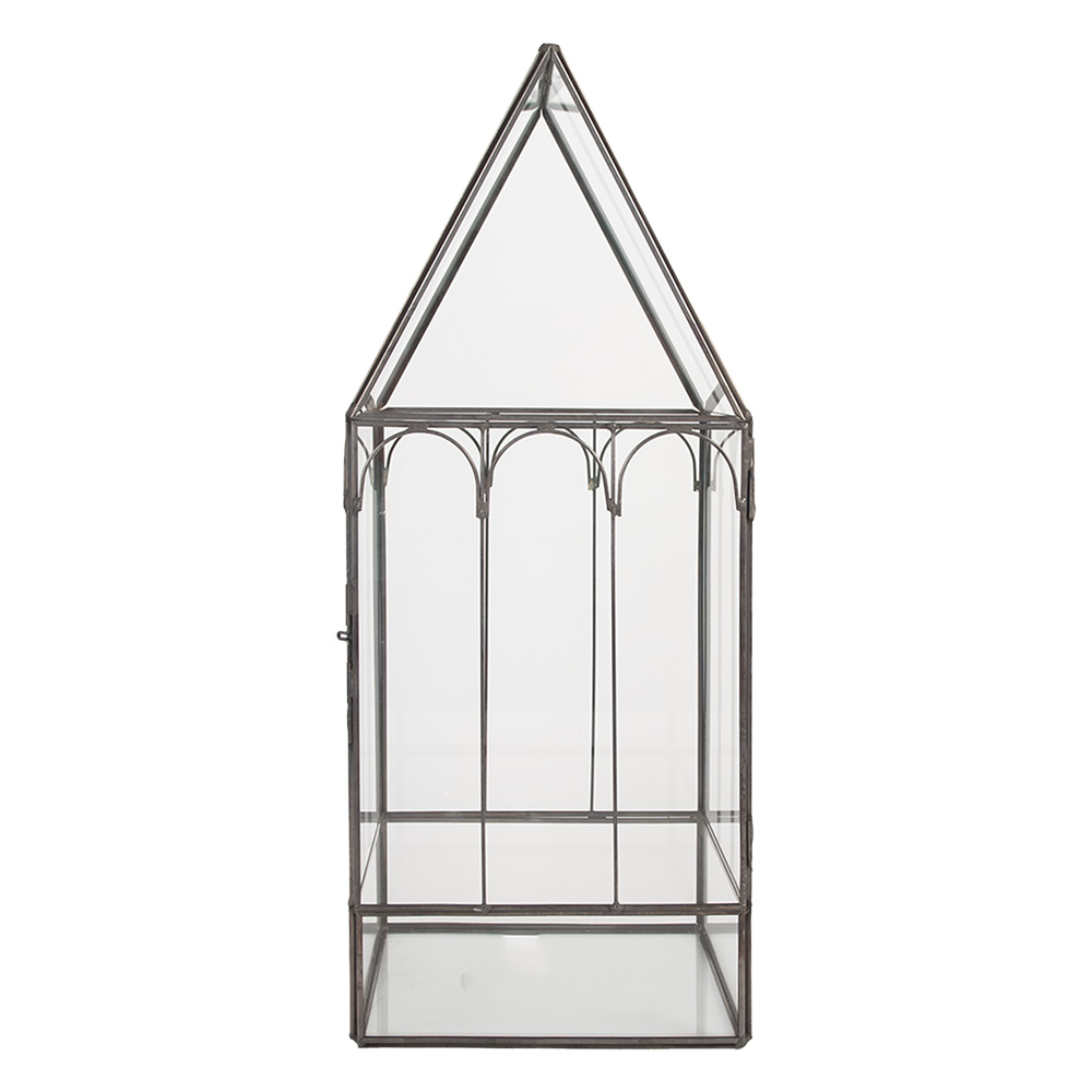 Clayre & Eef | Decoratie Kweekkasje Transparant Zwart 15x15x38 cm | 6GL5367