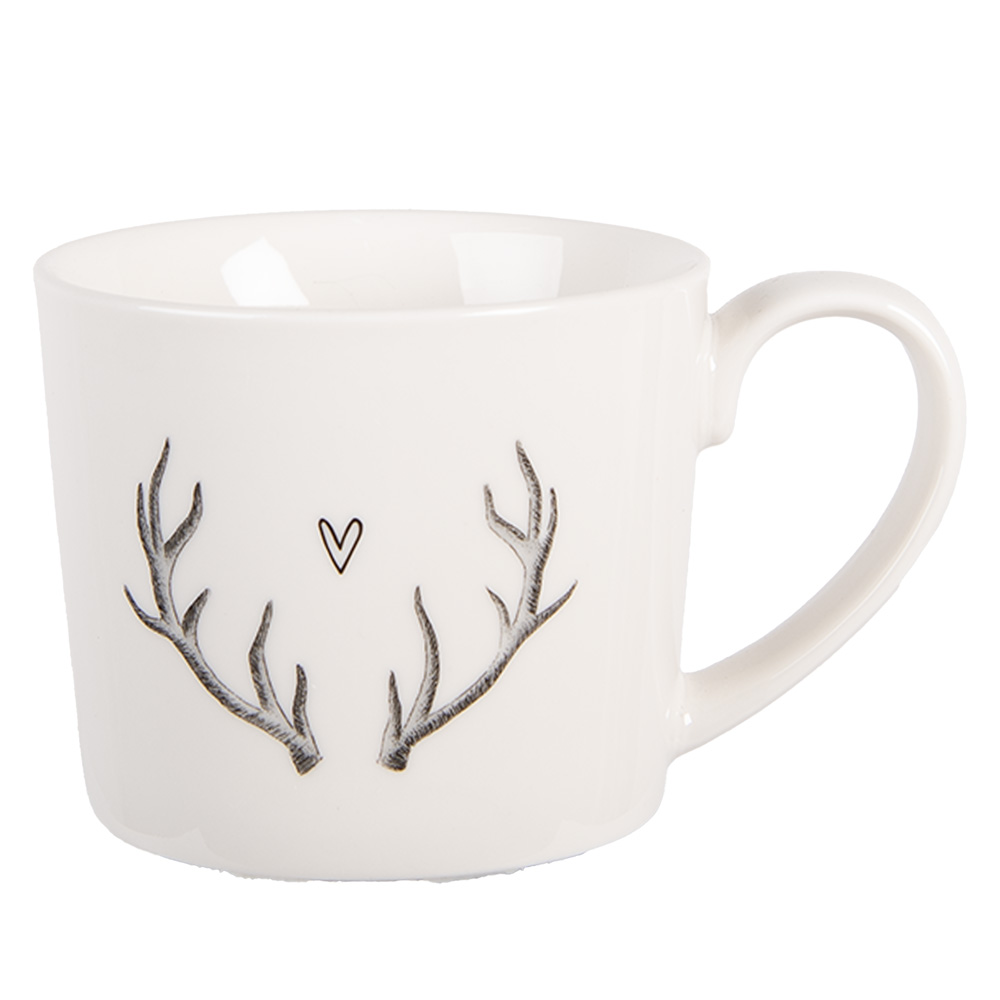 Clayre & Eef | Mok Wit Grijs 12x8x7 cm / 275 ml | NWVMU