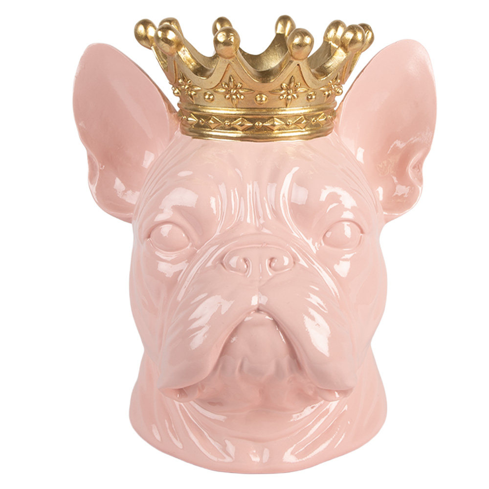 Clayre & Eef | Decoratie Hond Roze 19x16x20 cm | 6PR5804