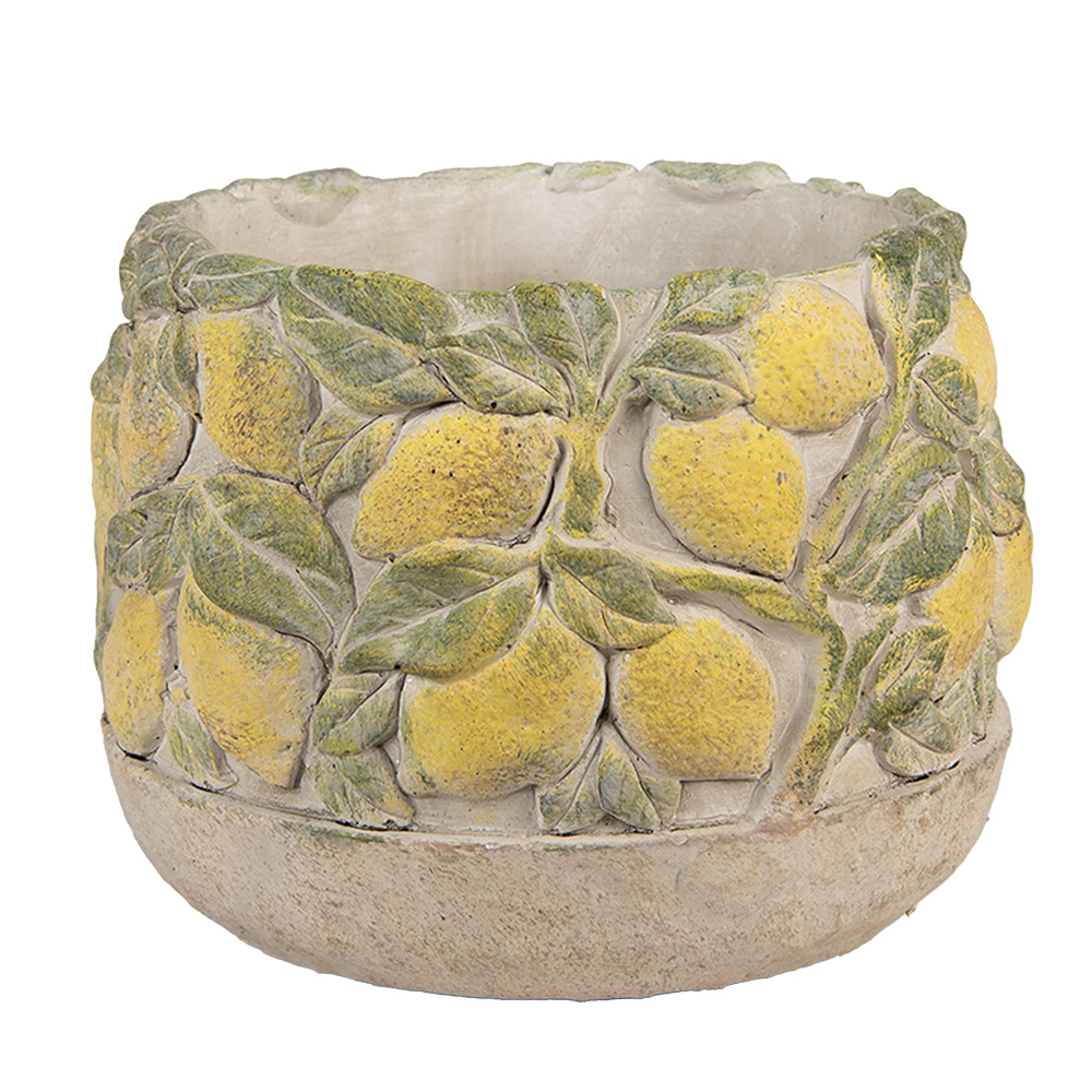 Clayre & Eef | Bloempot Binnen Beige Geel ø 19x15 cm | 6TE0575