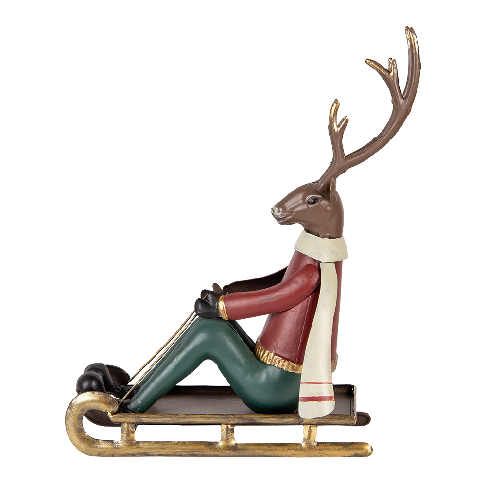 Clayre & Eef | Decoratie Hert Bruin Rood 27x10x31 cm | 6Y5834