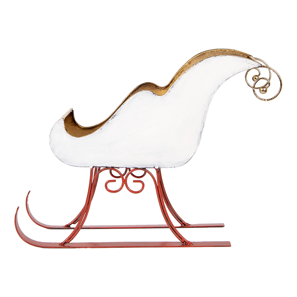 Clayre & Eef | Kerstdecoratie Slee Wit Goudkleurig 38x15x28 cm | 6Y5843