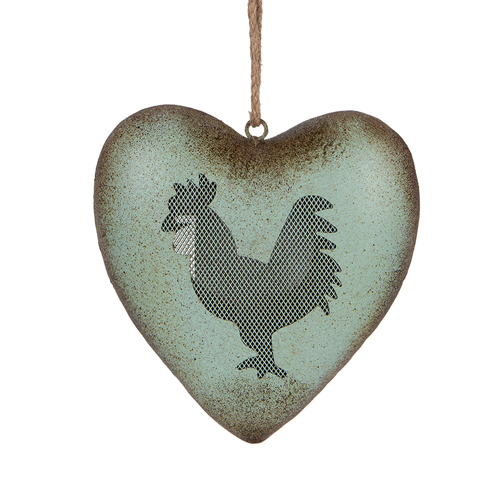 Clayre & Eef | Decoratie hanger Hart Groen Bruin 23x7x23 cm | 6Y5848