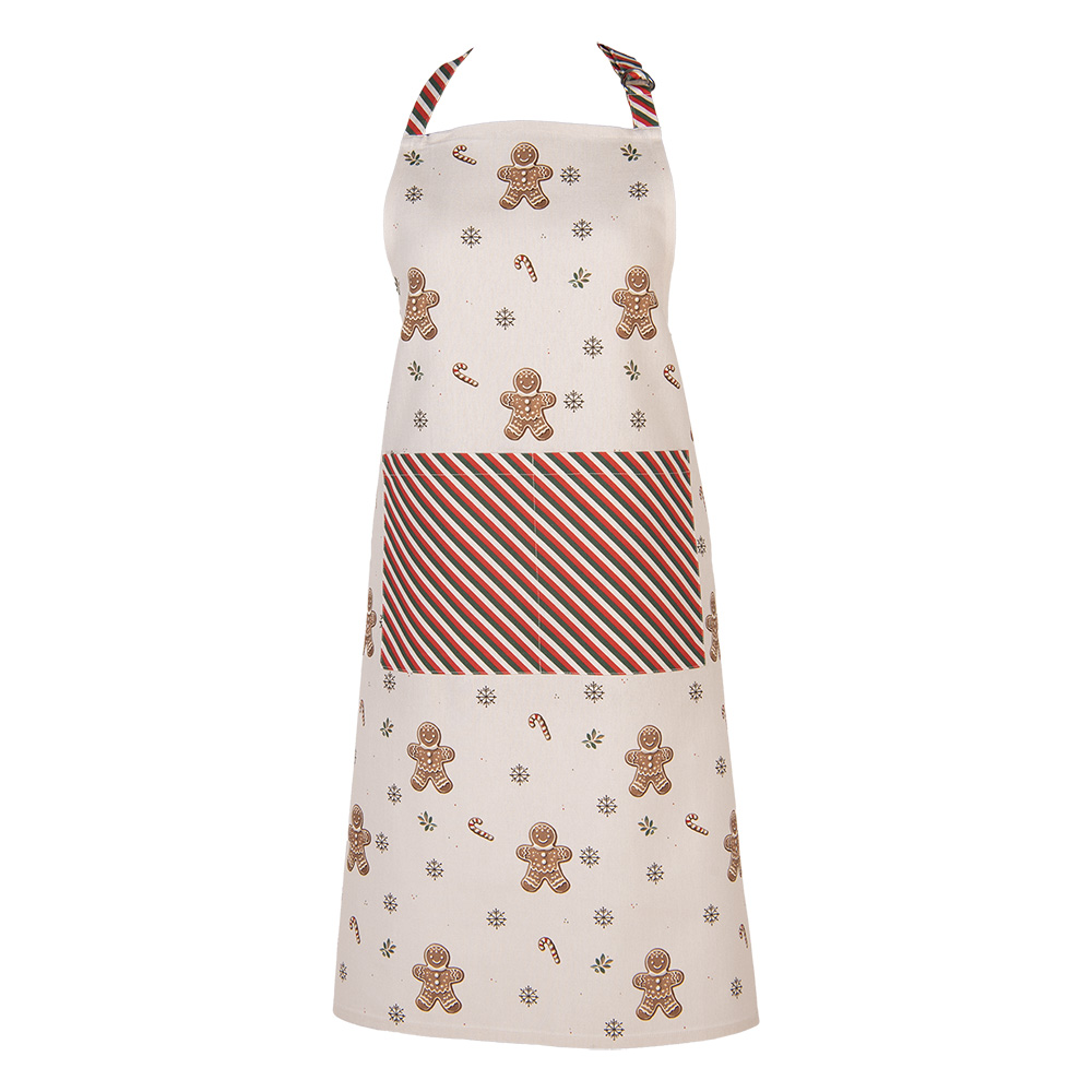 Clayre & Eef | Keukenschort Beige Bruin 70x85 cm | CGM41