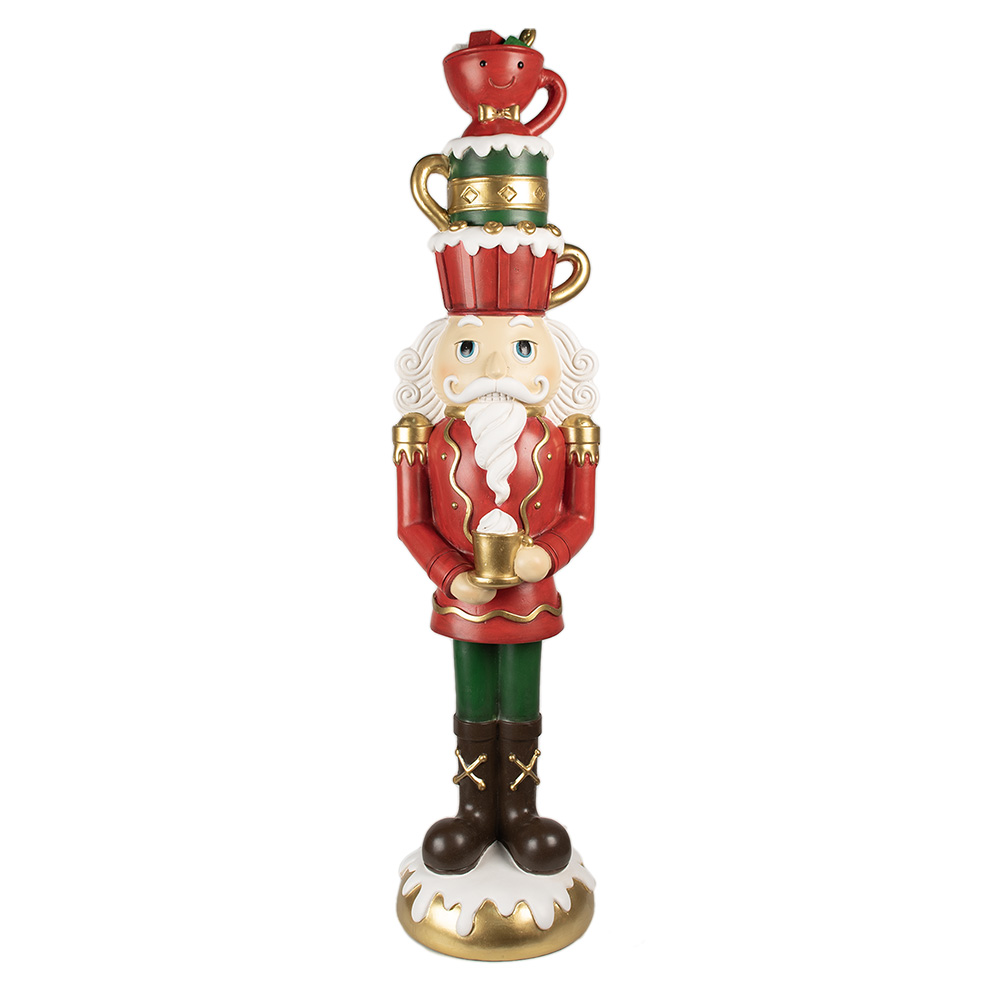 Clayre & Eef | Kerstdecoratie Notenkraker Rood Groen 30x28x120 cm | 5PR0143