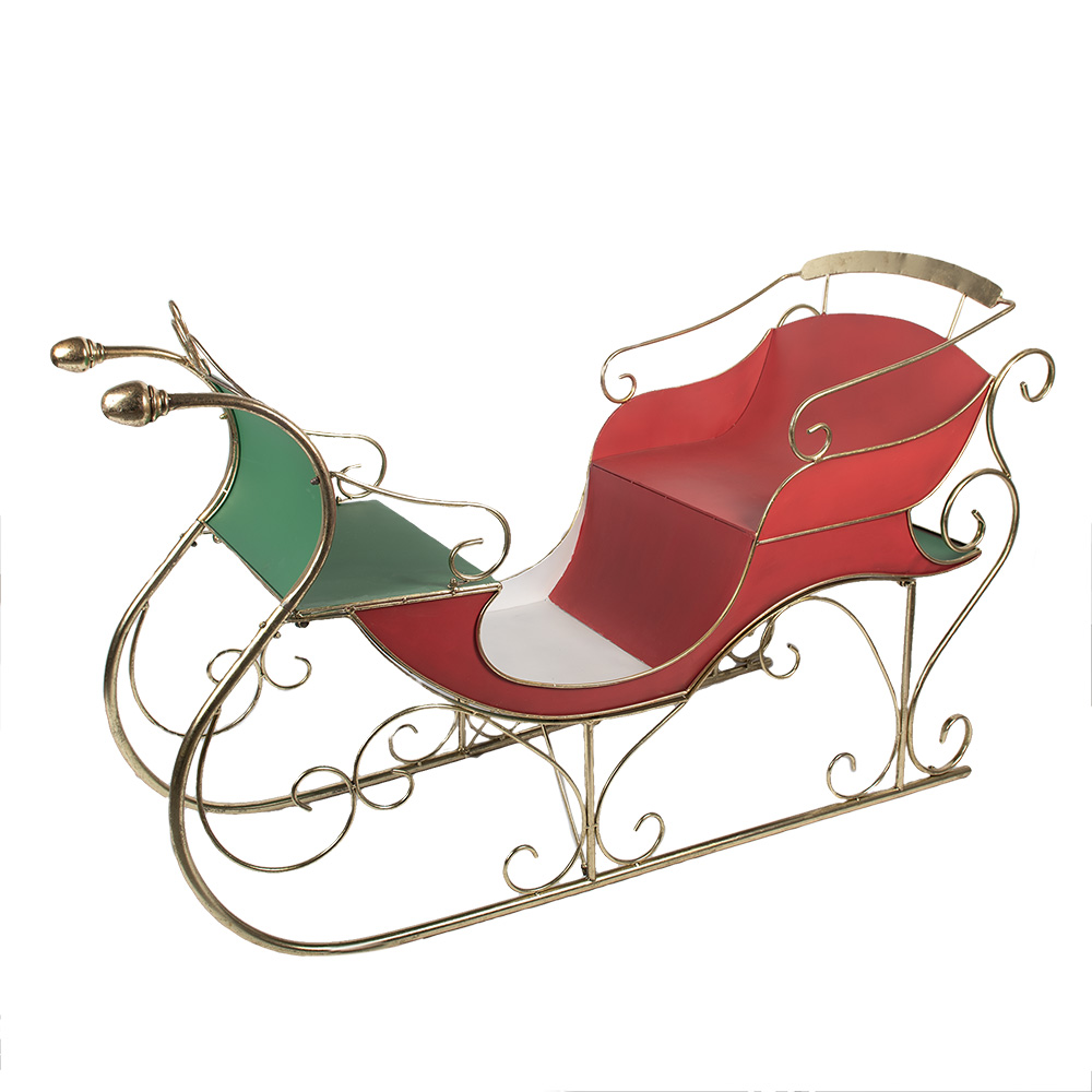 Clayre & Eef | Kerstdecoratie Slee Rood Goudkleurig 169x67x106 cm | 5Y1374