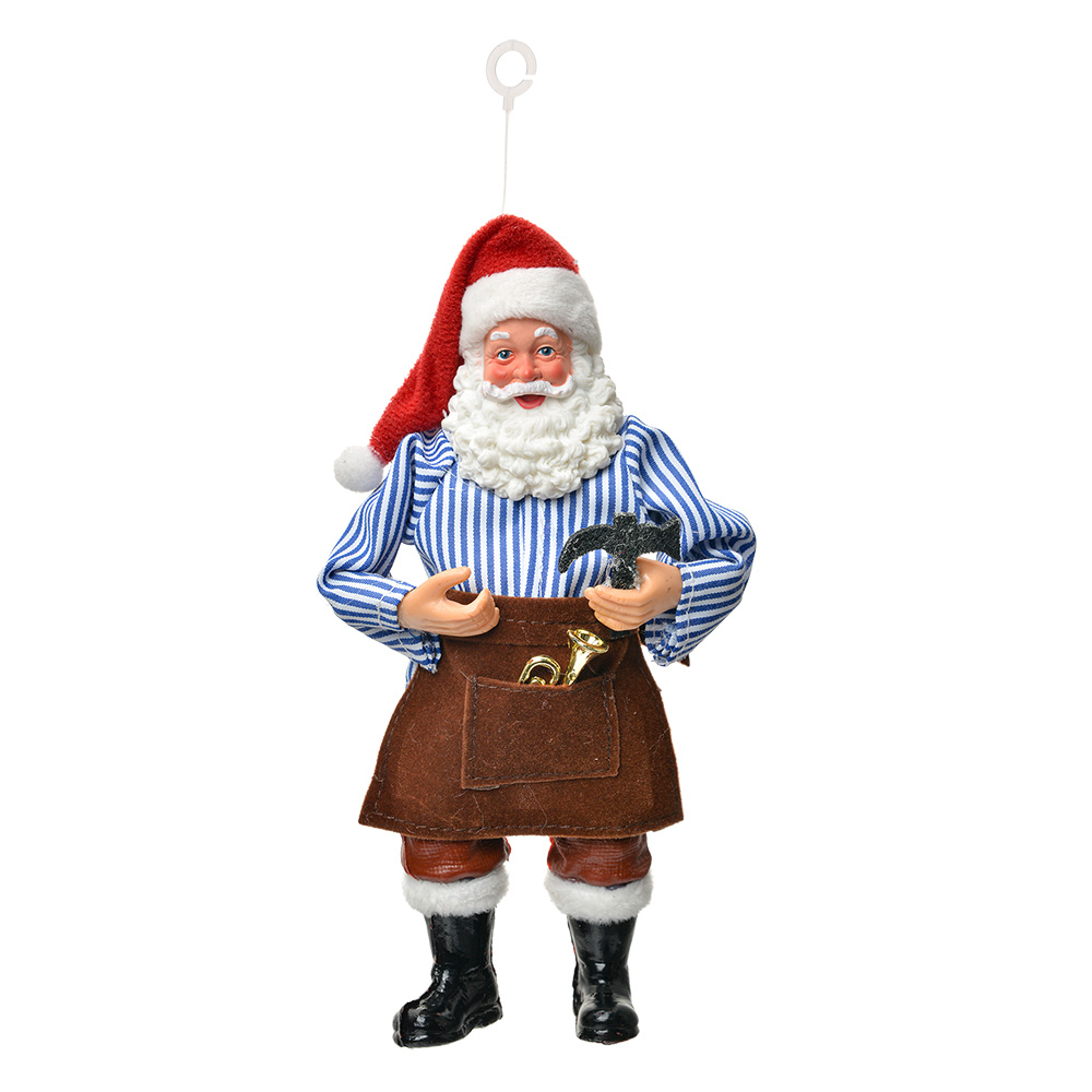 Clayre & Eef | Kerstdecoratie Hanger Kerstman Rood Bruin 10x6x17 cm | 66247