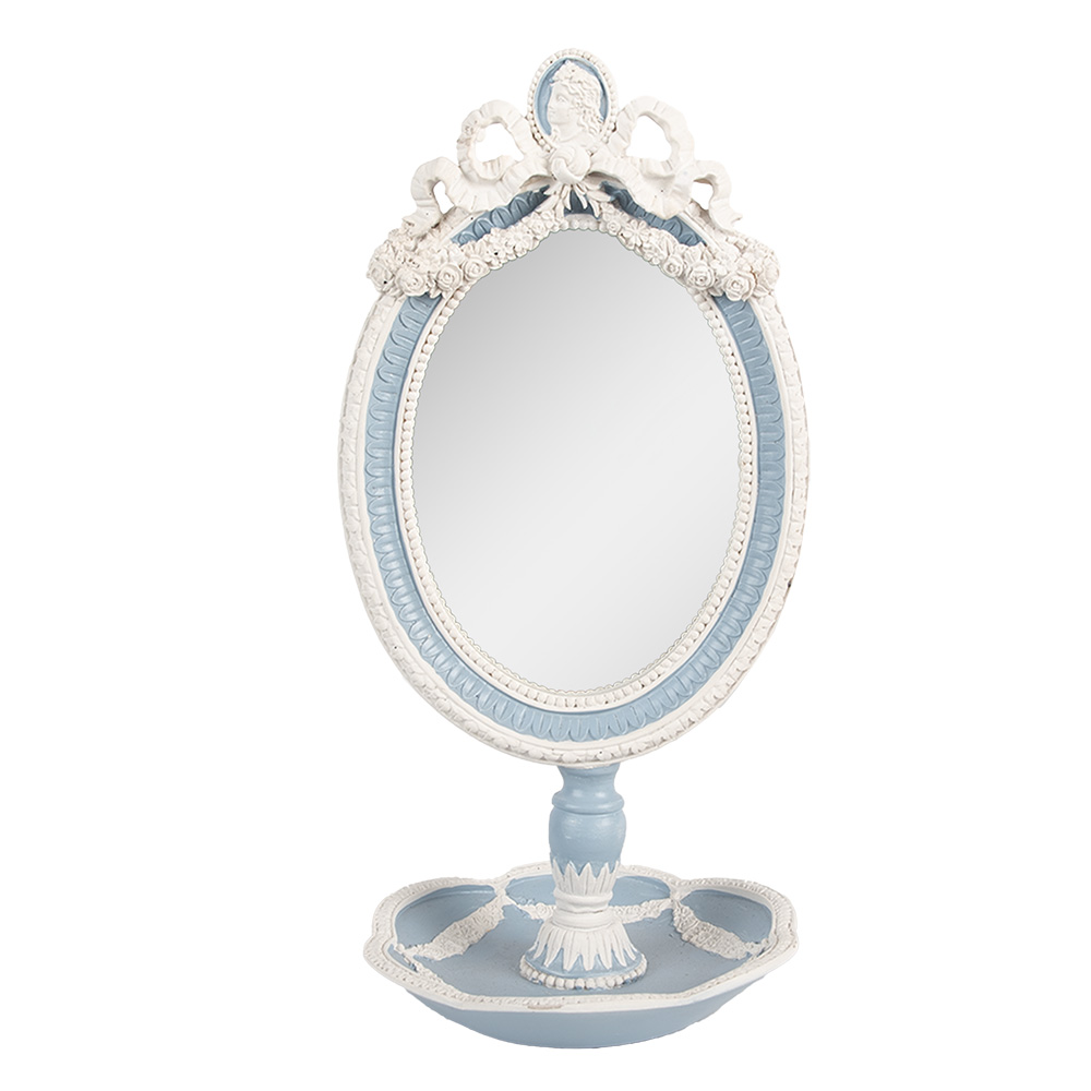 Clayre & Eef | Staande Spiegel Blauw Wit 14x14x28 cm | 62S338