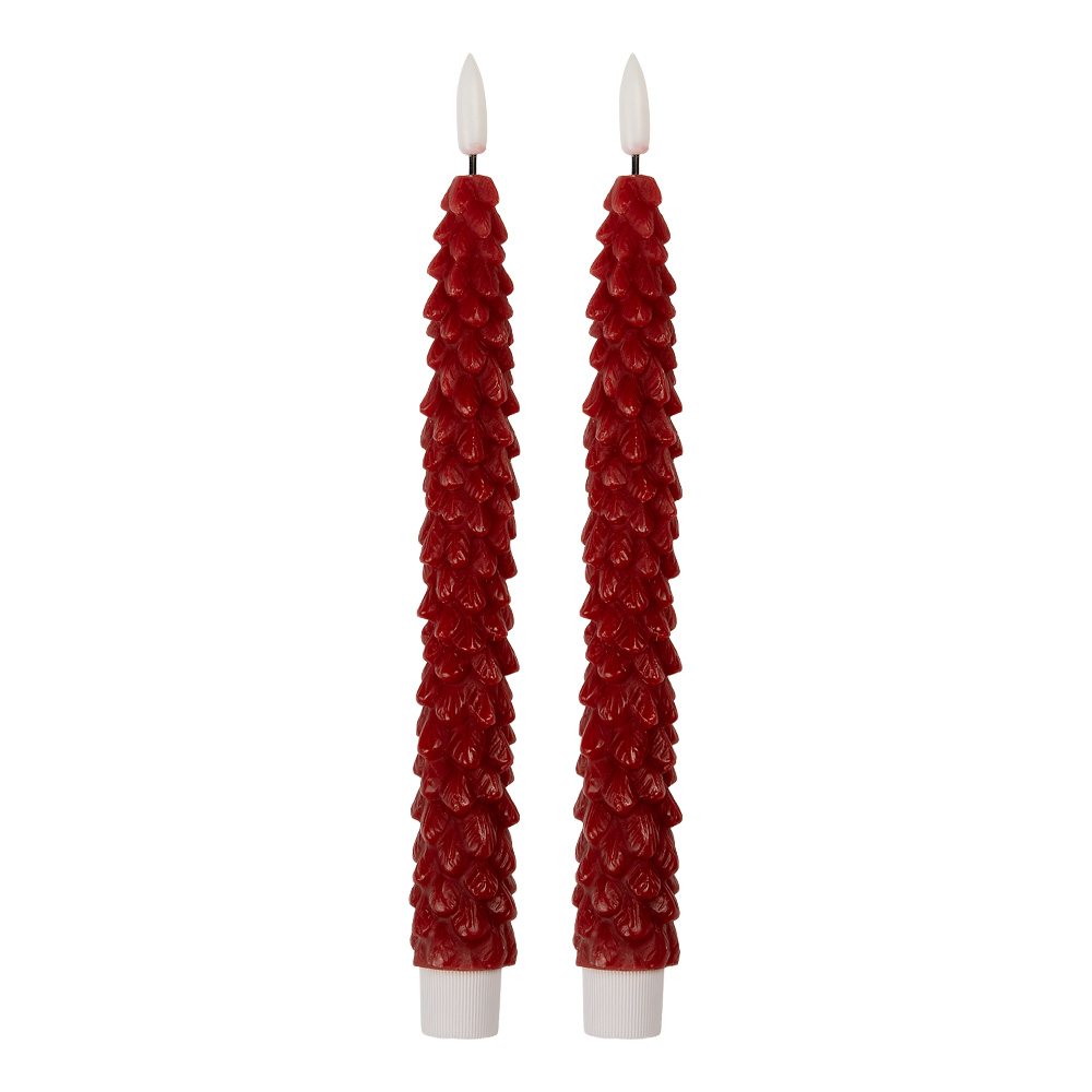 Clayre & Eef | Kaars met LED set van 2 Rood ø 3x25 cm / 2xAAA | 6CA0001R