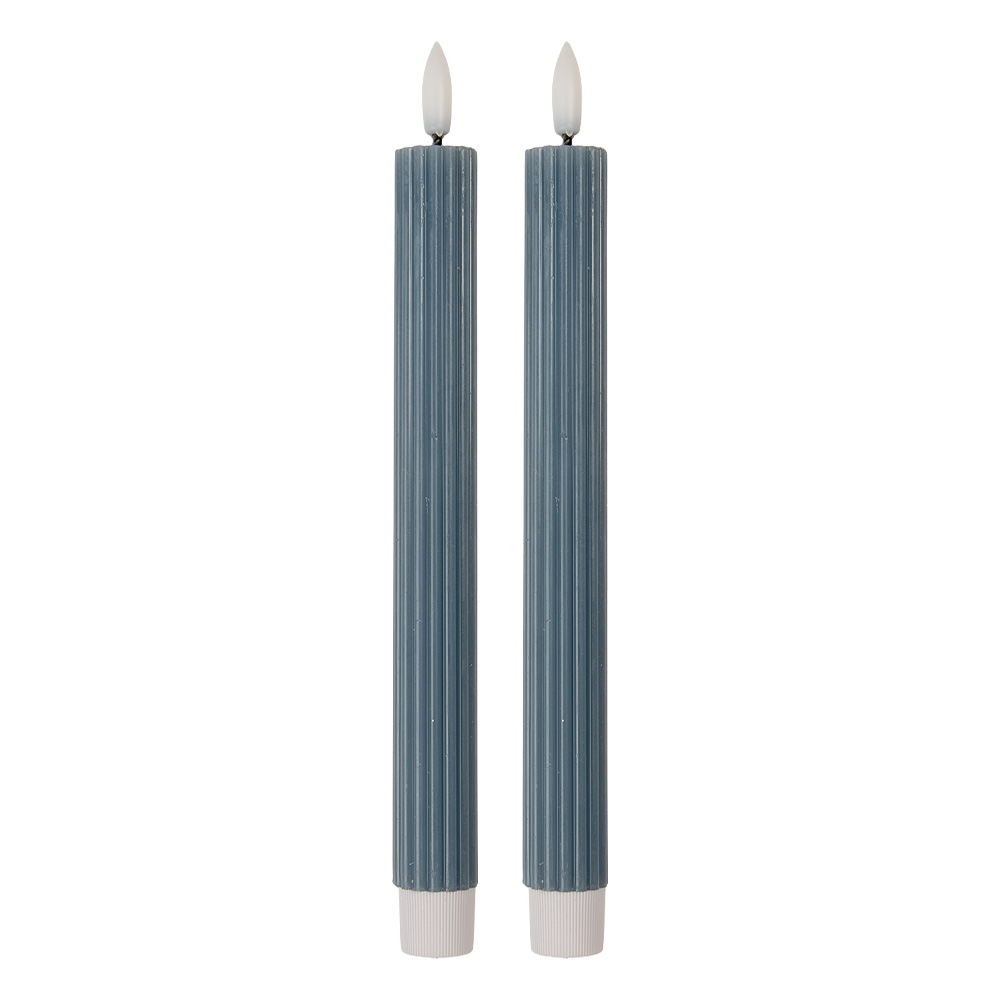Clayre & Eef | Kaars met LED set van 2 Blauw ø 2x25 cm / 2xAAA | 6CA0002BL