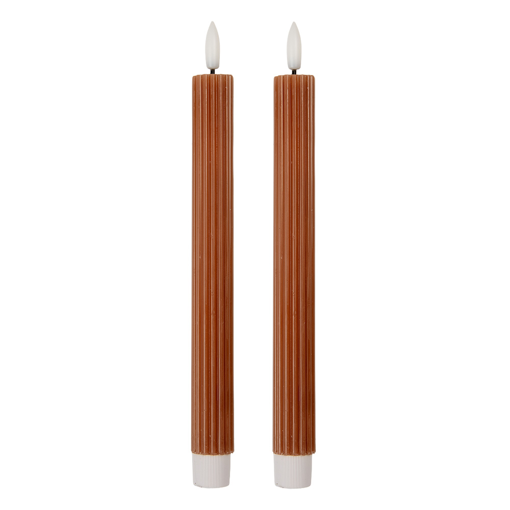 Clayre & Eef | Kaars met LED set van 2 Bruin ø 2x25 cm / 2xAAA | 6CA0002CH