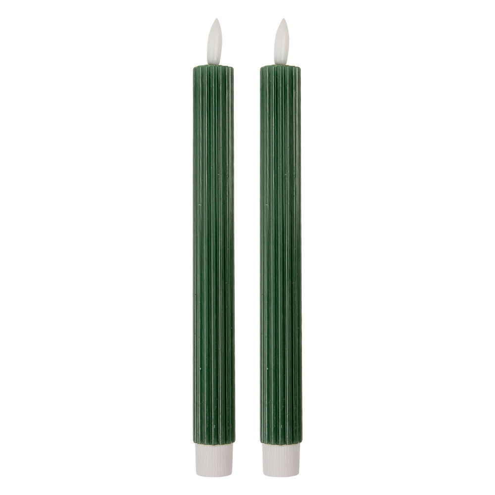 Clayre & Eef | Kaars met LED set van 2 Groen ø 2x25 cm / 2xAAA | 6CA0002DGR