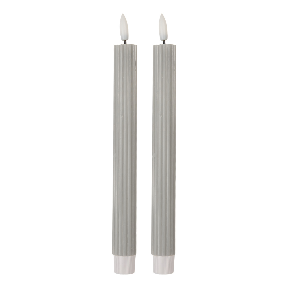 Clayre & Eef | Kaars met LED set van 2 Grijs ø 2x25 cm / 2xAAA | 6CA0002G