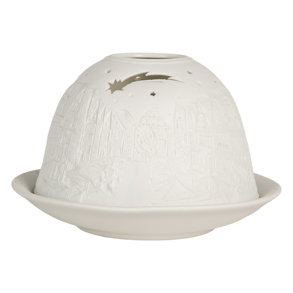 Clayre & Eef | Theelichthouder Wit ø 12x8 cm | 6CE2208
