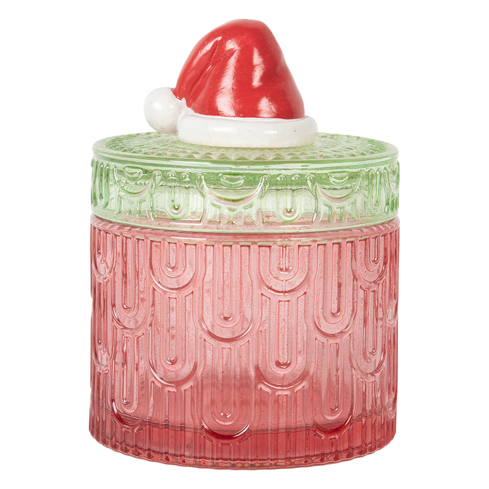 Clayre & Eef | Voorraadpot Deksel Rood Groen ø 9x12 cm | 6GL5343