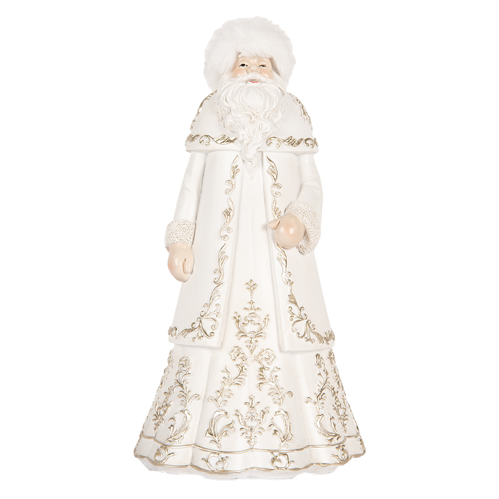 Clayre & Eef | Kerstdecoratie Kerstman Wit Grijs 13x10x25 cm | 6PR5367