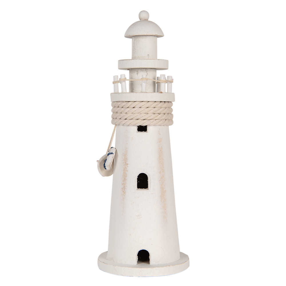 Clayre & Eef | Decoratie Vuurtoren Wit ø 10x30 cm | 6H2409