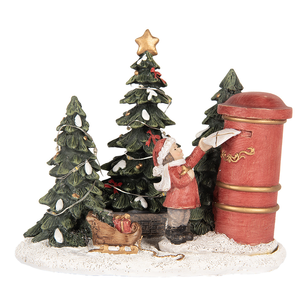 Clayre & Eef | Decoratie kind bij brievenbus LED Rood Groen 16x12x14 cm | 6PR5373