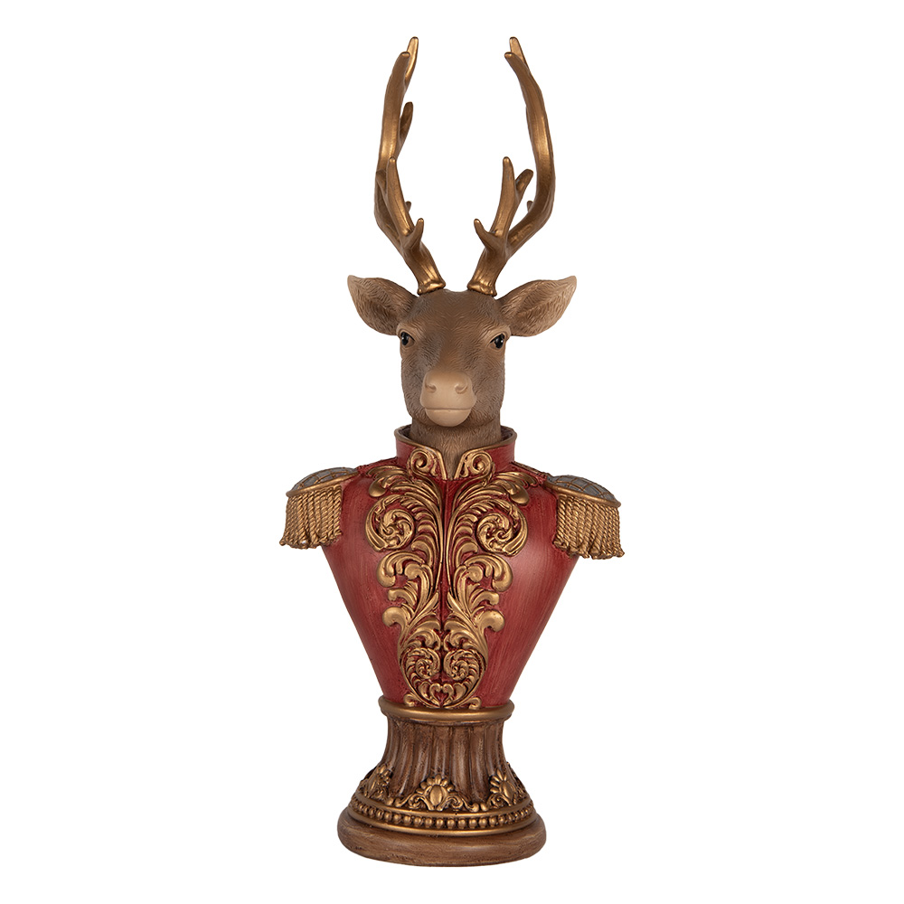 Clayre & Eef | Decoratie Hert Bruin Rood 16x14x36 cm | 6PR5394