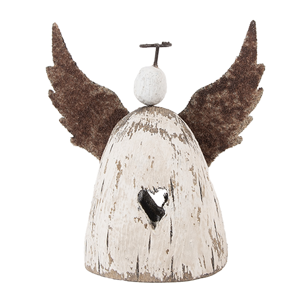 Clayre & Eef | Kerstdecoratie Engel Wit Bruin 11x5x11 cm | 6H2419S