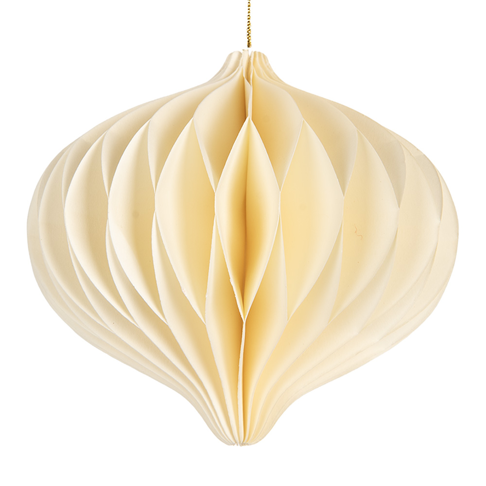 Clayre & Eef | Kerstdecoratie Papieren Kerstbal Beige ø 11x10 cm | 6PA0517