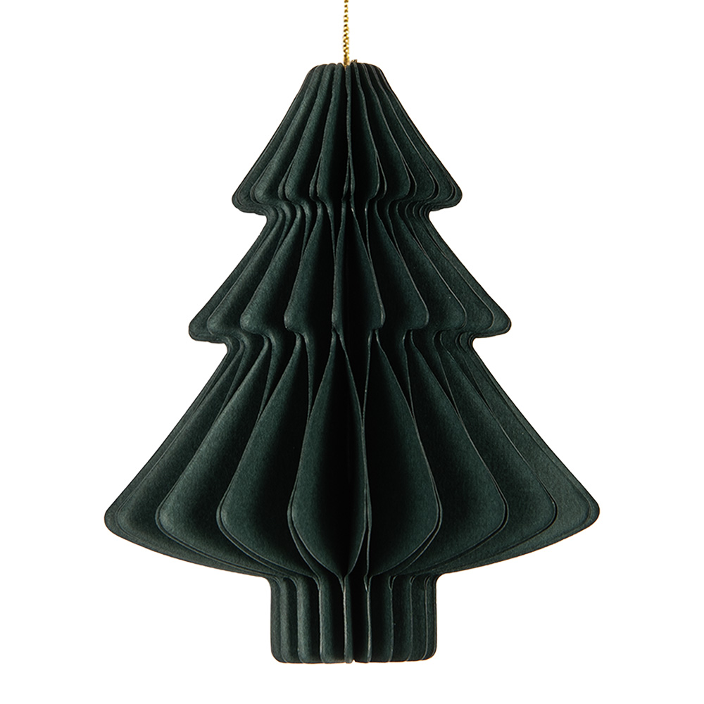 Clayre & Eef | Kerstdecoratie Papieren Kerstbal Groen ø 9x10 cm | 6PA0519