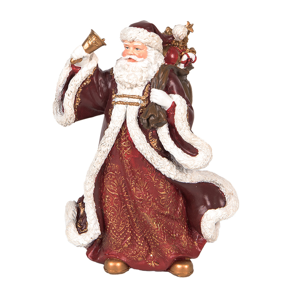 Clayre & Eef | Kerstdecoratie Kerstman Rood Wit 15x11x20 cm | 6PR5704