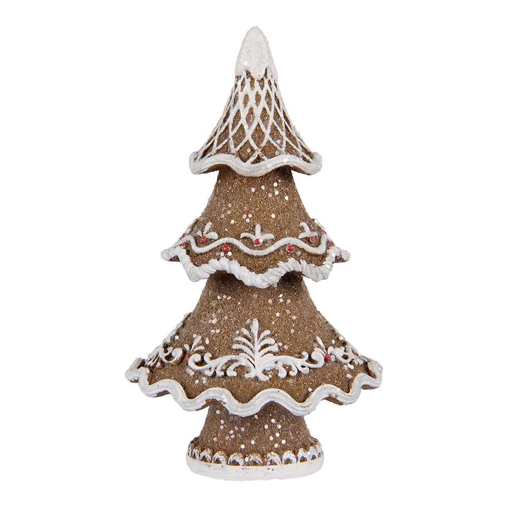 Clayre & Eef | Kerstdecoratie Kerstboom Bruin Wit 7x5x11 cm | 6PR5393
