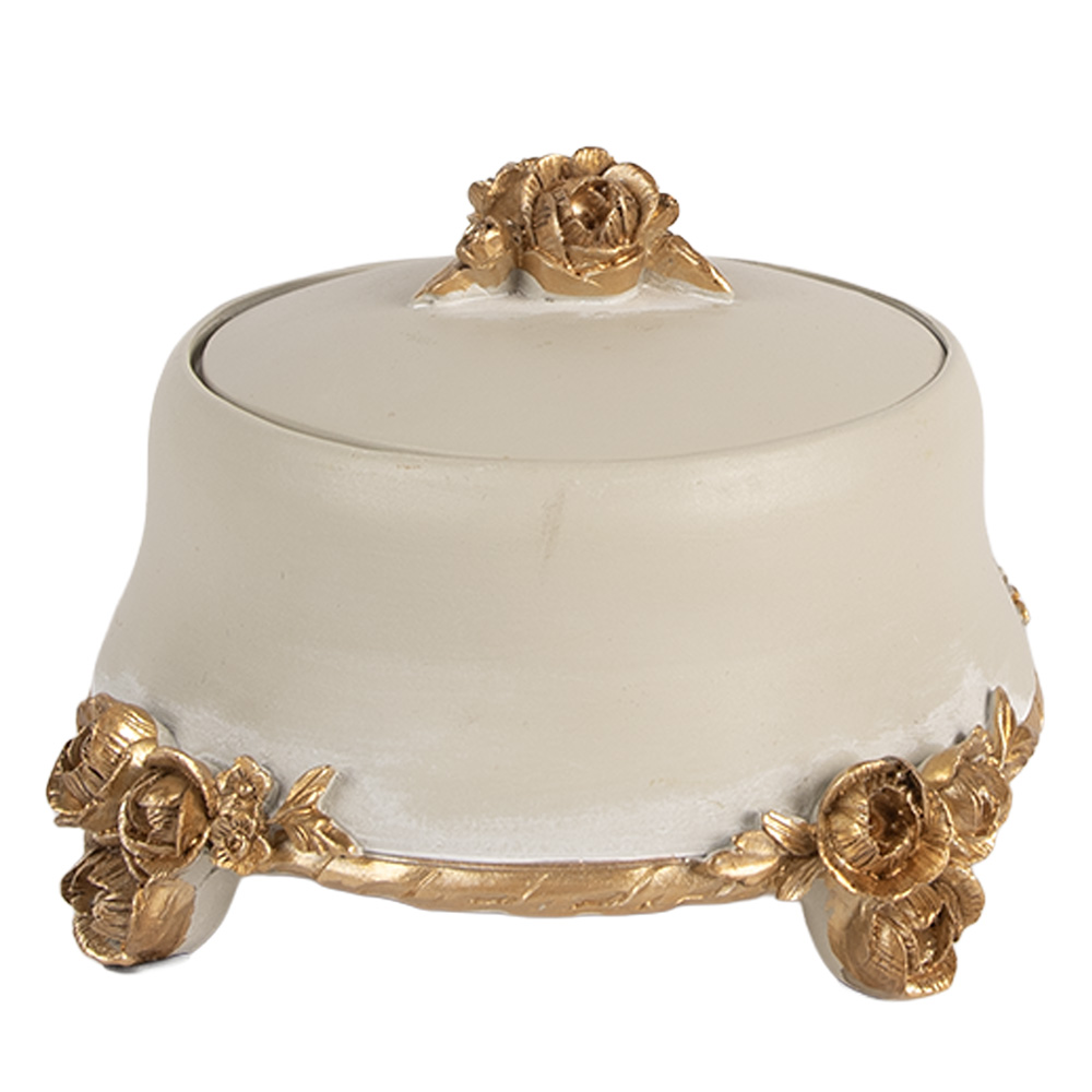 Clayre & Eef | Sieradendoos Beige Goudkleurig ø 14x9 cm | 6PR5802