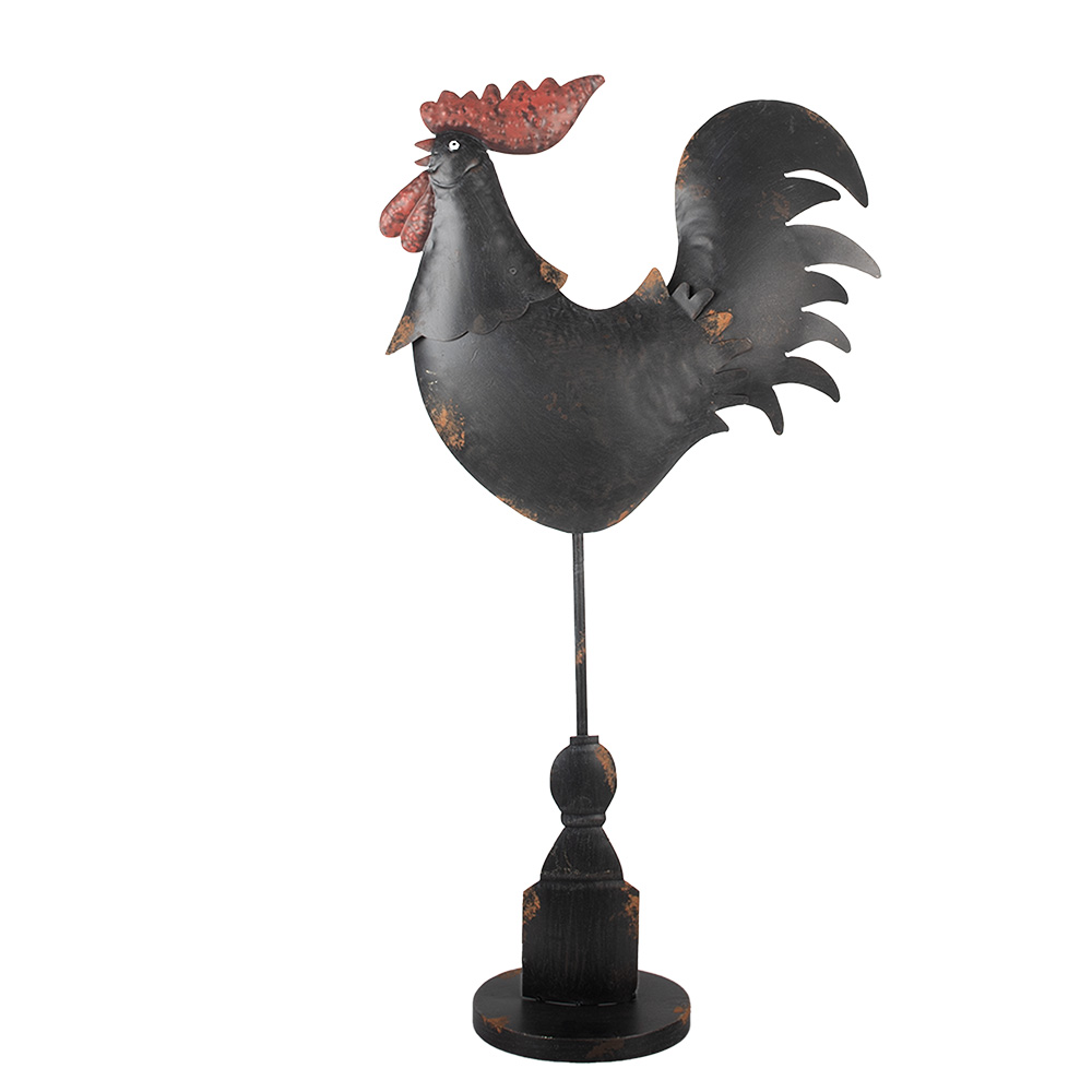 Clayre & Eef | Decoratie Haan Zwart Rood 33x12x64 cm | 6Y5845
