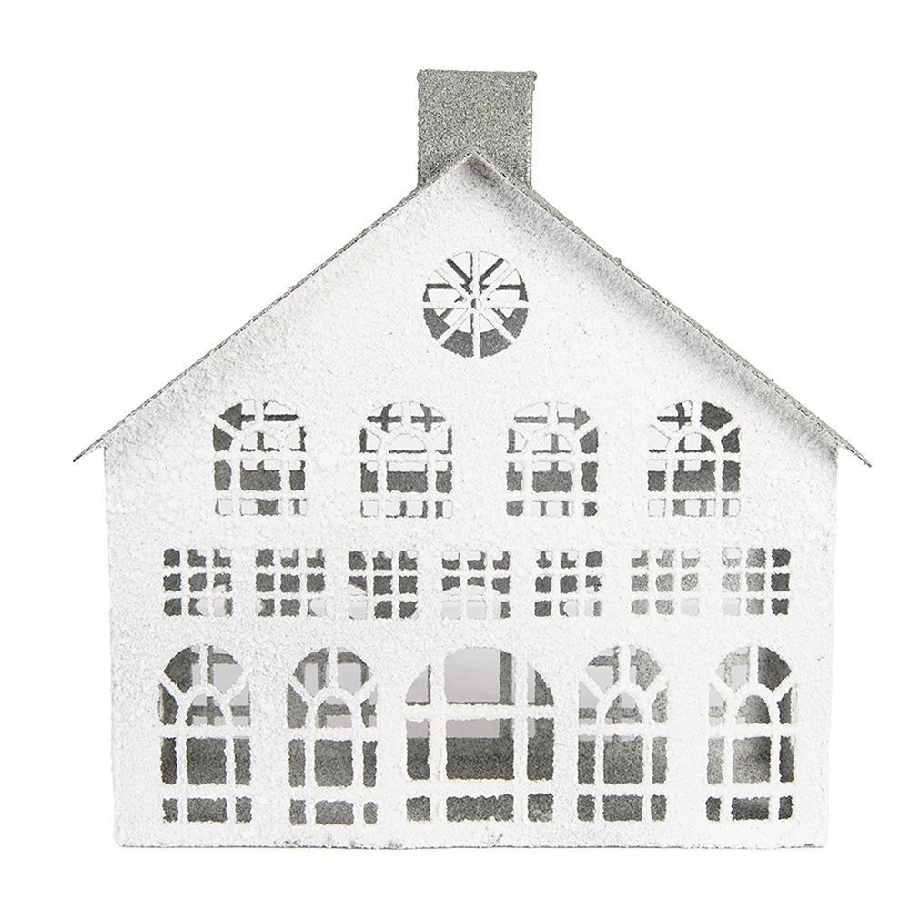 Clayre & Eef | Decoratie Huis Wit Grijs 34x16x34 cm | 6Y5931