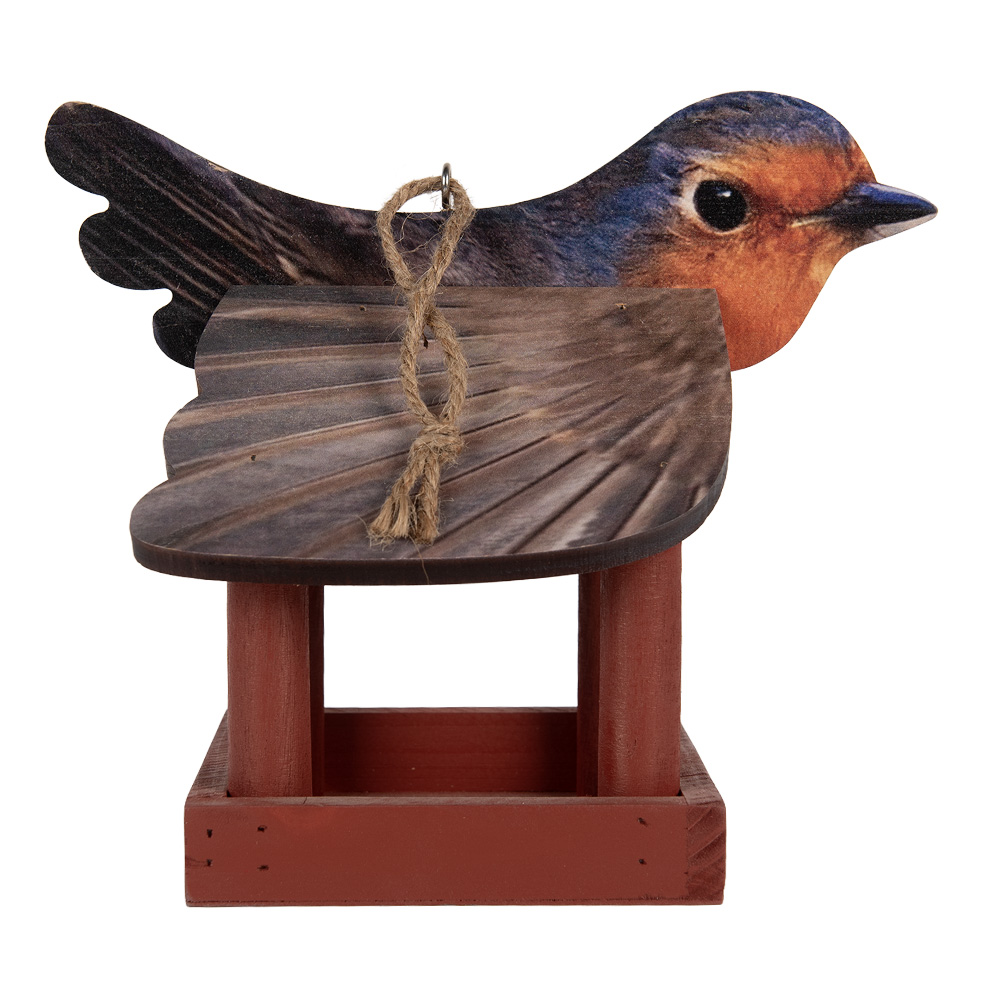 Clayre & Eef | Vogelvoederhuisje Rood Bruin 17x25x21 cm | 6H2455