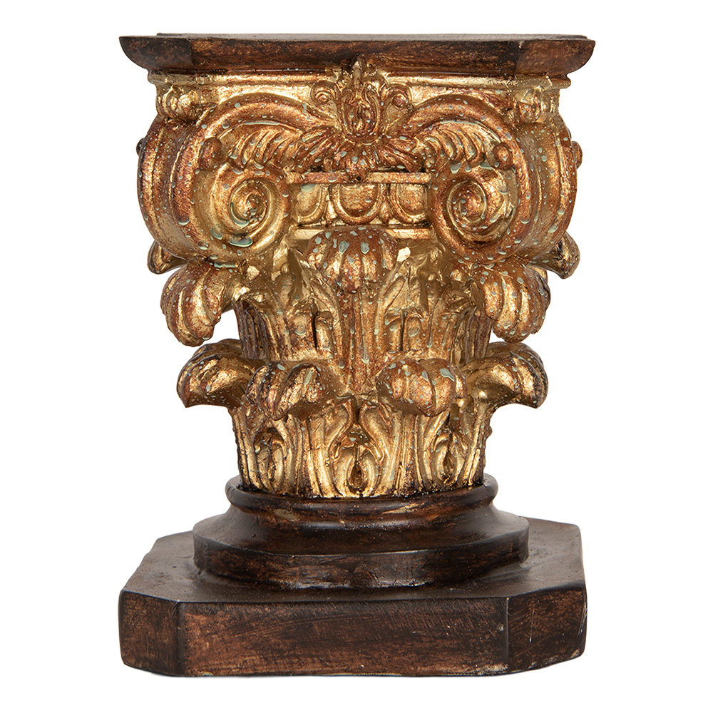 Clayre & Eef | Sokkel Bruin Goudkleurig 12x12x16 cm | 6PR5581